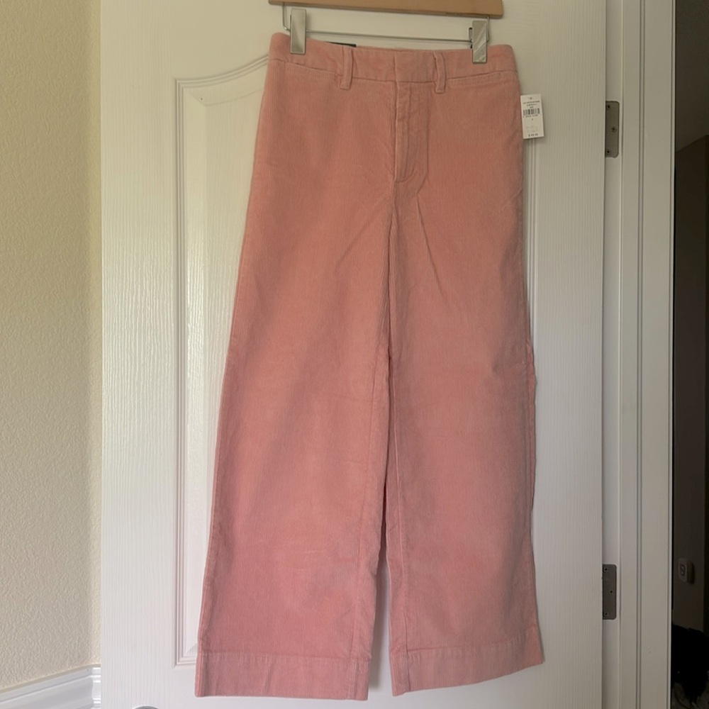 Gap Women’s High Rise Crop, Wide Leg, Pink Corduroy, Sz 4,NWT